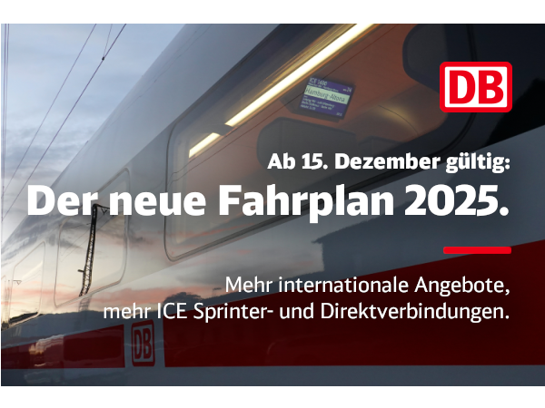 Neuer Fahrplan mit mehr internationalen Angeboten,  mehr Sprinter- und Direktverbindungen in Deutschland