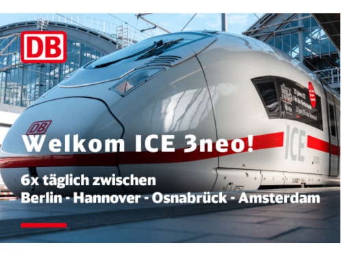 DB: Generationenwechsel:  Linie Berlin - Amsterdam von IC 1 komplett auf ICE 3neo umgestellt